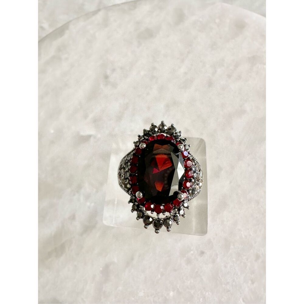 Gothic style dark red cocktail ring size 9
